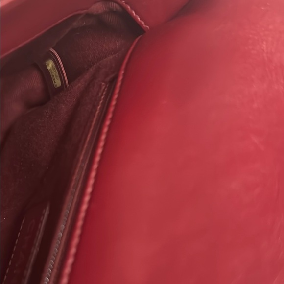 Chanel Red Leather Shoulder Bag with Gold Chain - Picture 16 of 17